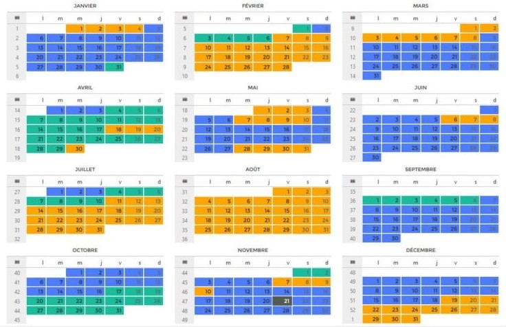 calendrier 2025